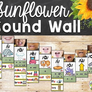 Sound Wall Classroom Posters | Sunflower Farmhouse Classroom Decor | Phonics Posters | Science Of Reading