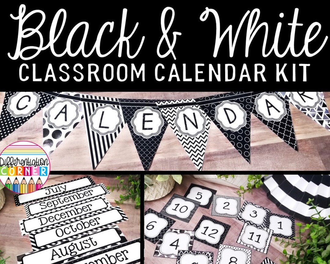 Black and White Classroom Calendar & Weather Display Set - Etsy