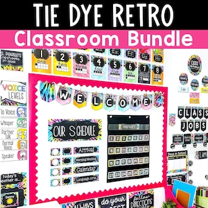Tie Dye Retro Classroom Decor Bundle Classroom Groovy Classroom Decorations Hippie 60s 70s Classroom Decor Colorful & Bright Classroom Decor