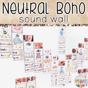 Sound Wall Classroom Posters | Boho Neutral Classroom Decor Phonics Sound Wall Posters Science Of Reading Posters Neutral Classroom Posters