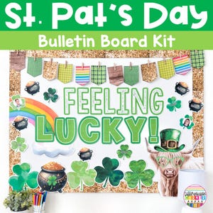 St. Patrick&#39;s Day Bulletin Board Kit | March Bulletin Board Ideas| Farm Themed Classroom Decor | Shamrock Bulletin Board Kit, Lucky Vibes