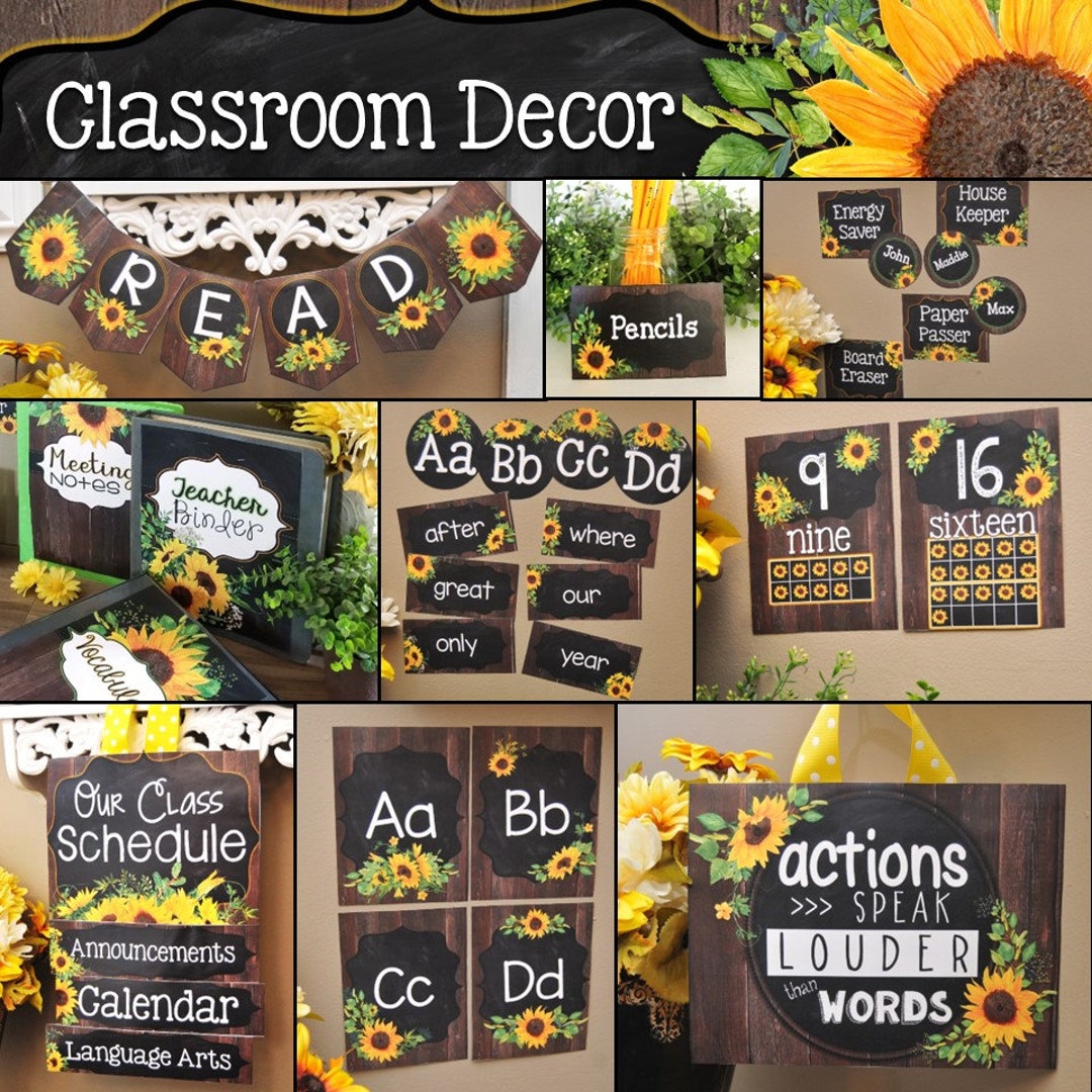 Modern Sunflower Classroom Decor Sunflower Printable Classroom Bulletin