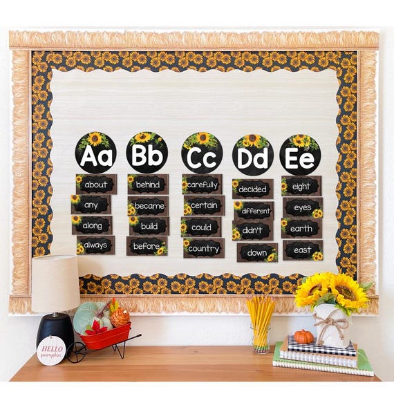 Classroom Word Wall Display Editable | Sunflower Farmhouse