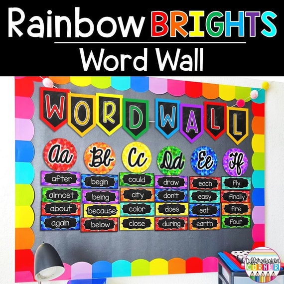 Classroom Word Wall Display Editable Rainbow Classroom Decor Word