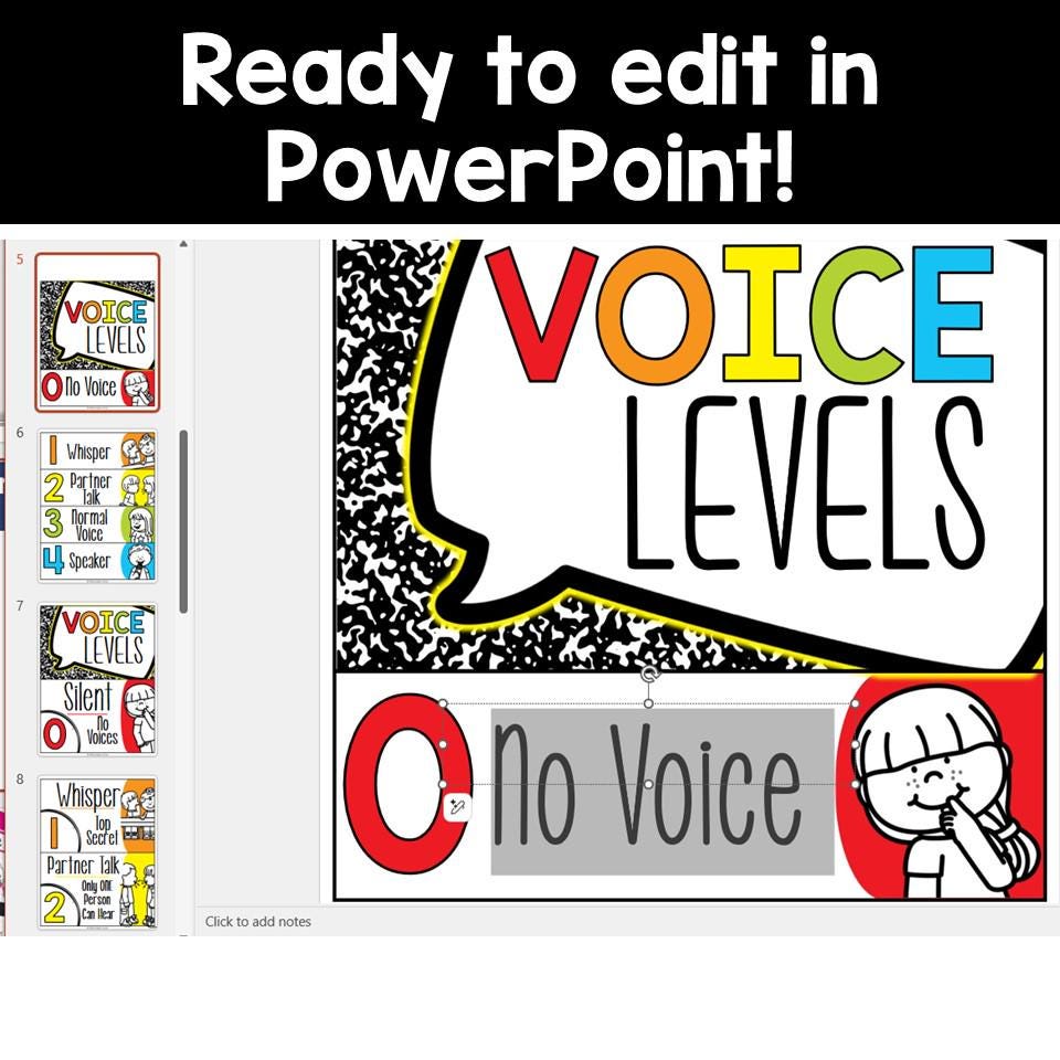 Printable Voice Level Chart Posters Composition Notebook Classroom ...