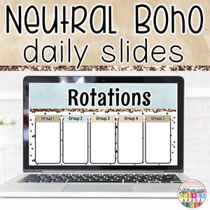 Daily Slides Classroom Daily Slides for Teachers with TIMERS Google Slides Templates for Teachers Neutral Classroom Decor Boho Classroom