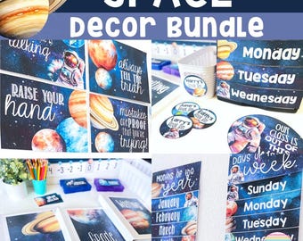 Space Classroom Decor Bundle | Space Theme Classroom Decor Outer Space Science Classroom Decor Middle School & High School Decor