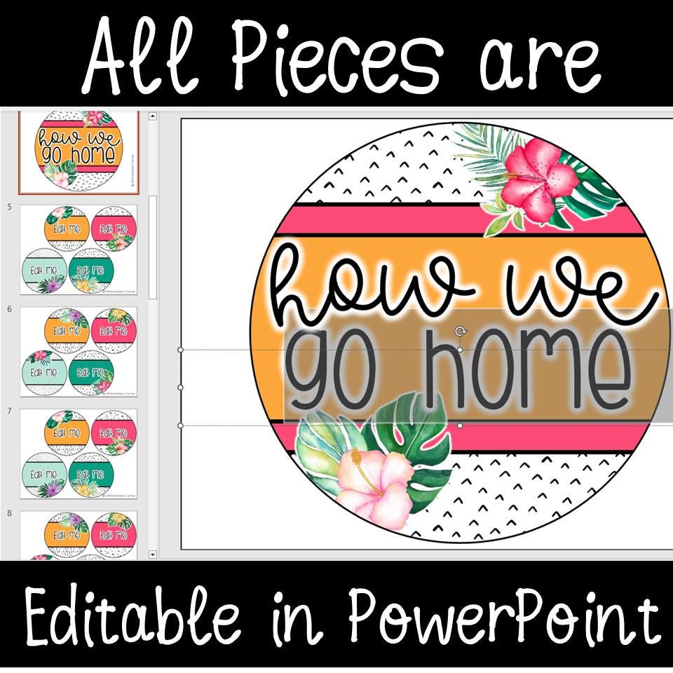 How We Go Home Dismissal Chart Template Tropical Classroom Decor | How ...