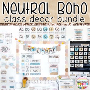 Neutral Boho Classroom Decor Bundle Neutral Classroom Theme Calming Classroom Boho Classroom Bundle Neutral Classroom Decor Bundle