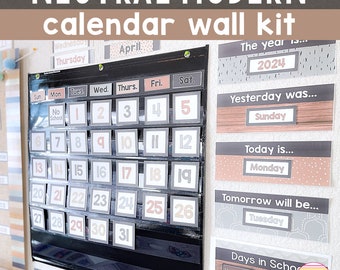 Boho Classroom Calendar Set & Weather Display | Boho Neutral Classroom Decor | Neutral Classroom Calendar Wall Kit Classroom Calendar Cards