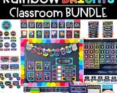 Rainbow Classroom Decor Bundle Colorful & Bright Classroom Bulletin Board Rainbow Classroom Decorations Classroom Theme Class Decor