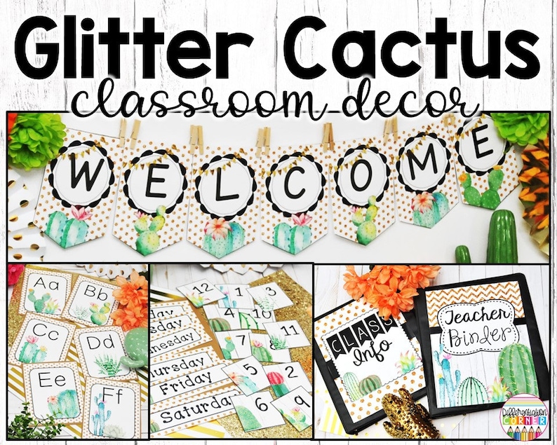 Cactus Classroom Decor Bundle Classroom Bulletin Board Etsy