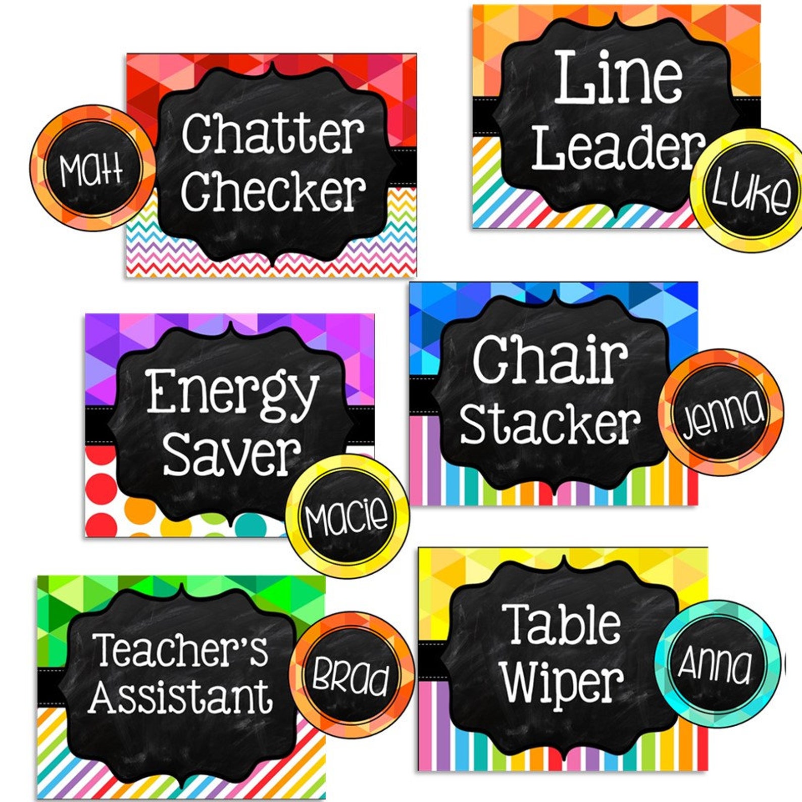 Editable Classroom Jobs Chart Template | Rainbow Classroom Decor ...