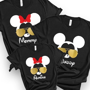 Gold Sunglasses Tees, Disney Family Shirts, Mickey Sunglasses Shirts, Matching Disney Tees, Disney Vacation Tee, Mickey Aviator Shirt
