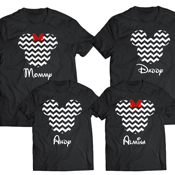 Disney Mickey and Minnie Chevron T-Shirts, Couples Disney Shirts, Custom Shirts, Adults and Kids Shirt, Family Shirt, Disney Trip Shirt