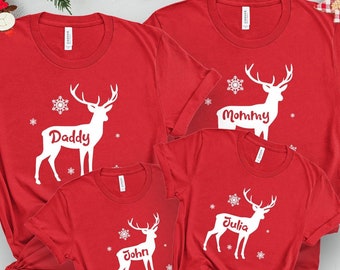 Personalized Reindeer Family Shirts, Personalized Family Matching Shirts, Custom Xmas Shirt, KT187