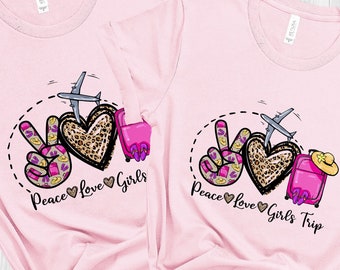 Girls Weekend Shirt, Girls Vacation, Vacation 2023 Shirt , Peace Love Girls Trip Shirt, Vacation Mode Shirt, Leopard Print Girls Trip Shirt
