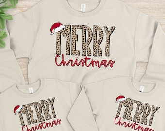 Leopard Textured Merry Christmas Sweatshirt,Merry Christmas Sweatshirt, Christmas Sweatshirt, Leopard Printed Merr y Christmas Sweatshirt