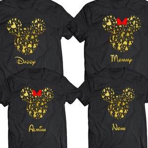 Disney Family Shirts, Gold Disney Ear Tee, Custom Disney Shirts, Disney Vacation Tee, Family Travel Shirts, Disney Group Shirts image 1