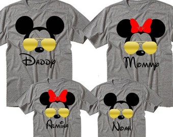 Disney Family Shirts, Mickey Sunglasses Shirts, Matching Disney Tees, Disney Vacation Tee, Gold Sunglasses Tees, Mickey Aviator Shirt