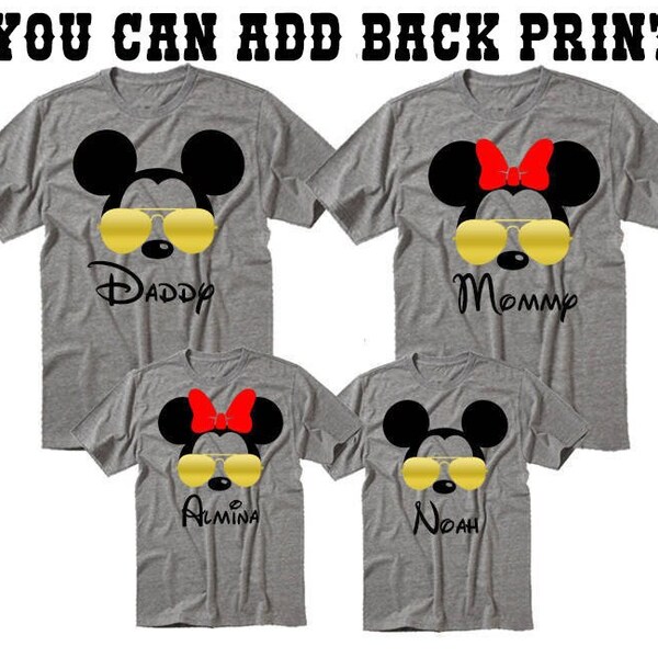 Disney Family Shirts, Mickey Sunglasses Shirts, Matching Disney Tees, Disney Vacation Tee, Gold Sunglasses Tees, Mickey Aviator Shirt