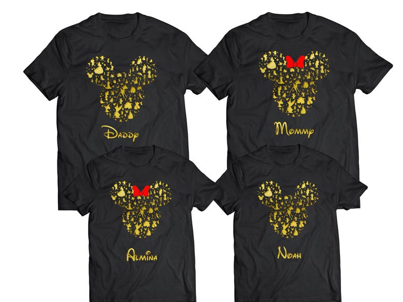 Disney Family Shirts, Gold Disney Ear Tee, Custom Disney Shirts, Disney Vacation Tee, Family Travel Shirts, Disney Group Shirts image 1