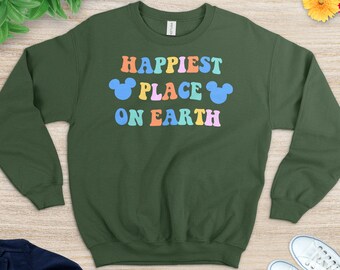 Gift Sweat, Disney Trip, Disneyworld Sweatshirt,Happiest Place On Earth Sweatshirt, Aesthetic Sweater, Disney Sweatshi rt, Matching Sweater