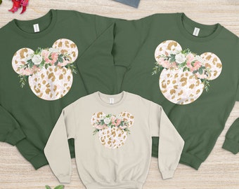 Flowers Disney Sweatshirt, Disney's Gift, Gift for Children,Floral Mickey Mouse Sweatshirt, Disneyland Sweatshirt, Disney Family Sweatshirt