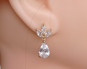 Pendientes de boda para novias, Pendientes de cristal para novia, Pendientes colgantes, Pendientes de novia