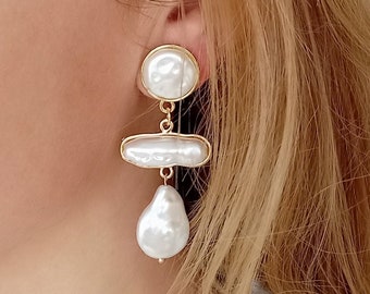 Pearl Chandelier Earrings, Trendy Pearl Earrings - AD1112