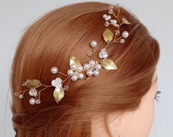 Bruiloft Haar Stuk Pearl Bruiloft Haar Vine Bruids Haar Stuk Pearl Bridal Hair Vine Bridal Head Piece Pearl Hair Vine Pearl en Crystal TIA