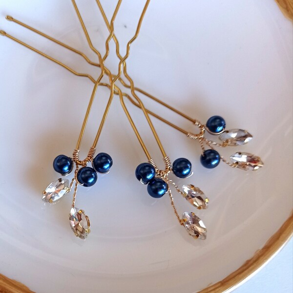 Blue Hair Pins Etsy
