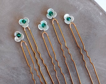 smaragdgroene bruids haar pins, bruiloft haar clip, bloemen haarspeld, bruiloft haar pins