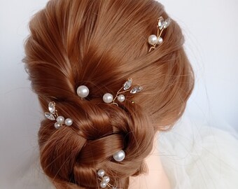 Pearl Hair Pins for Bride, Wedding Hair Pins, Wedding hair Clip, Crystal HairPin, Bridal Hair Pins