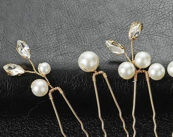 Pearl Bridal Wedding Hair Pins, Wedding hair Clip, Crystal HairPin - W00217