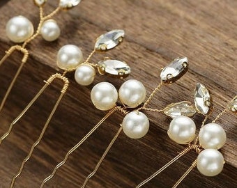 Pearl Bridal Wedding Hair Pins, Wedding hair Clip, Crystal HairPin - W00217