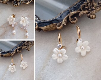 Floral Bridal Earrings, Weddign Earrings for Brides, Wedding Jewelry for Brides, Boho Bridal earrings - E245