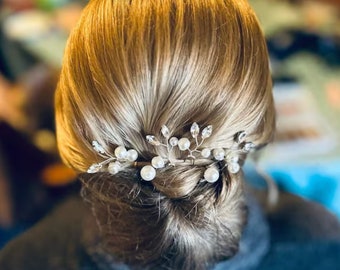 Pearl Bridal Wedding Hair Pins, Wedding hair Clip, Crystal HairPin - W00217