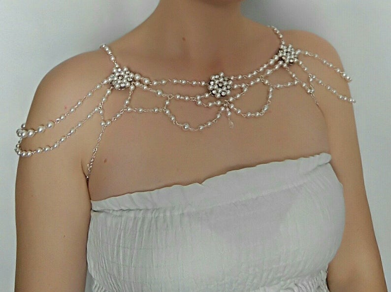 Shoulder Necklace Bridal Necklace Shoulder Jewelry Shoulder Etsy