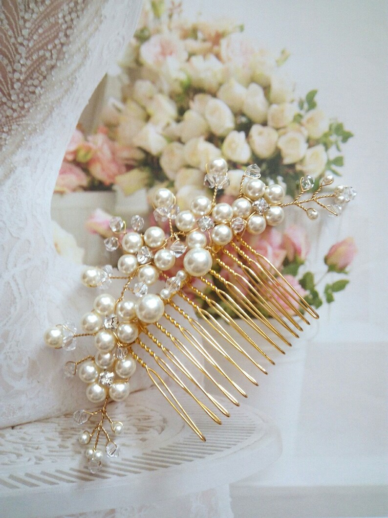 Bridal Comb Hair Piece Gold Hair Accessories Crystal Hair Comb Wedding Hair Comb Bridal Hairpiece Bridal Hair Comb Gold Bridal Hair Vine