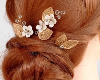 Floral Bridal Headpice Gold hair pins Wedding Hair Piece - H239