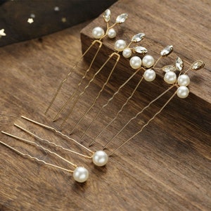 Pearl Bridal Wedding Hair Pins, Wedding hair Clip, Crystal HairPin W00217 zdjęcie 4