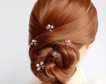 Simple hair Pins  Pearl nad Crystal Bridal Wedding Hair Pins Set, Bridal hair Piece, Wedding Hair Accessories, Pearl Hair Pieces
