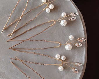 Pearl Bridal Wedding Hair Pins, Wedding hair Clip, Crystal HairPin - W00217