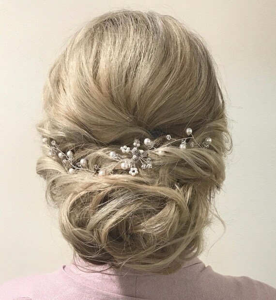 pearl wedding hair vine