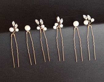 Pearl Hair Pins for Bride, Wedding Hair Pins, Wedding hair Clip, Crystal HairPin, Bridal Hair Pins