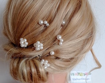 Pearl Hair Pins, Wedding Bridal Pearl Hair Pins, Wedding Hair Comb, Gold Pearl Hair Clip, Wedding hair Piece, Jewelry Set