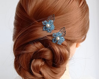 Something Blue Hair Pins, Wedding Hair Pins, Wedding Hair Piece, Bridal Hair Pins, Bridal Headpiece - H240