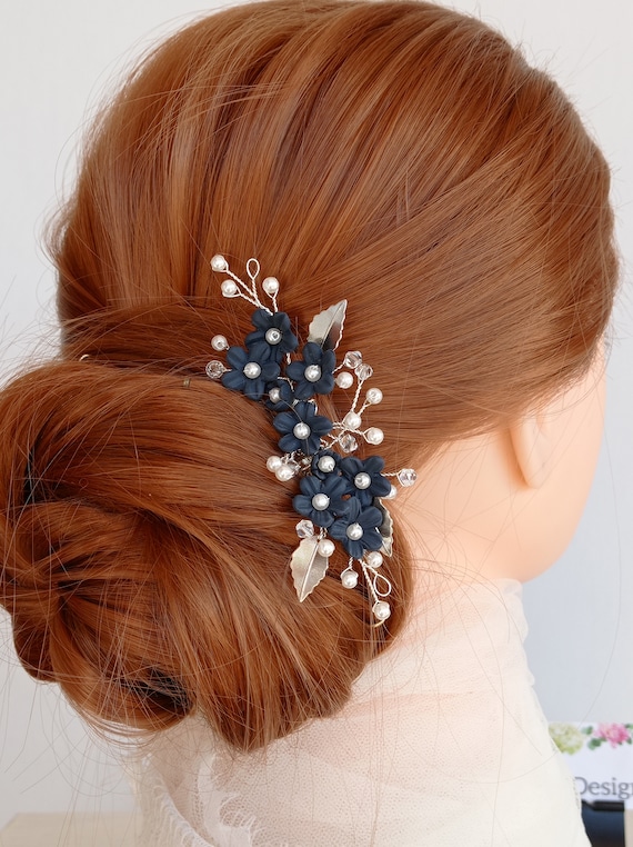 PEARL HAIR CLIP SMALL NAVY BLUE PEARL HAIR CLIP SMALL NAVY BLUE