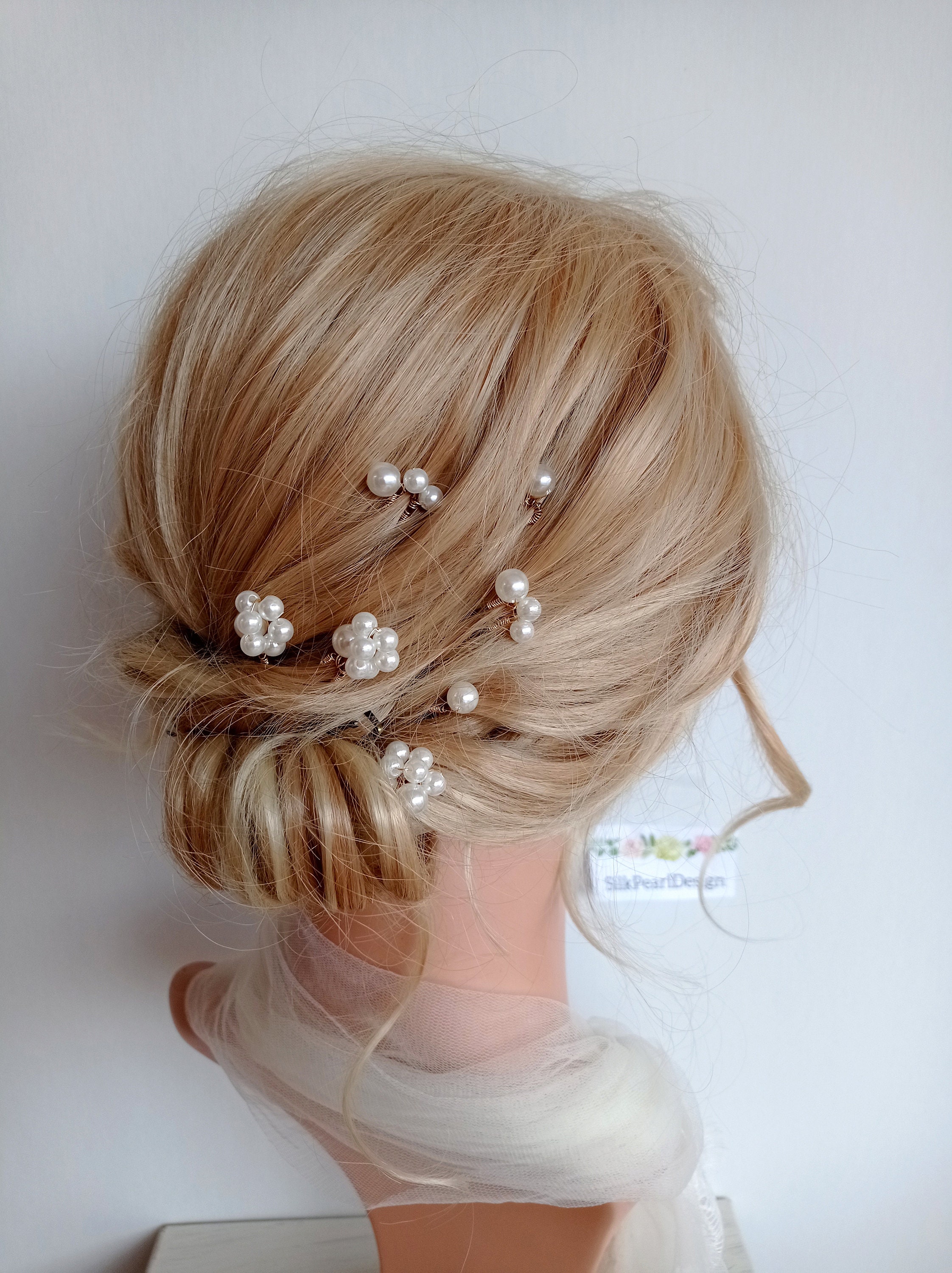 Haarschmuck-Set Für Braut & Abendkleid – 42-teilig, Weiß, Mit Röschen, Curlies & Perlen-Haarnadeln, Für Hochzeit, Party, Fest